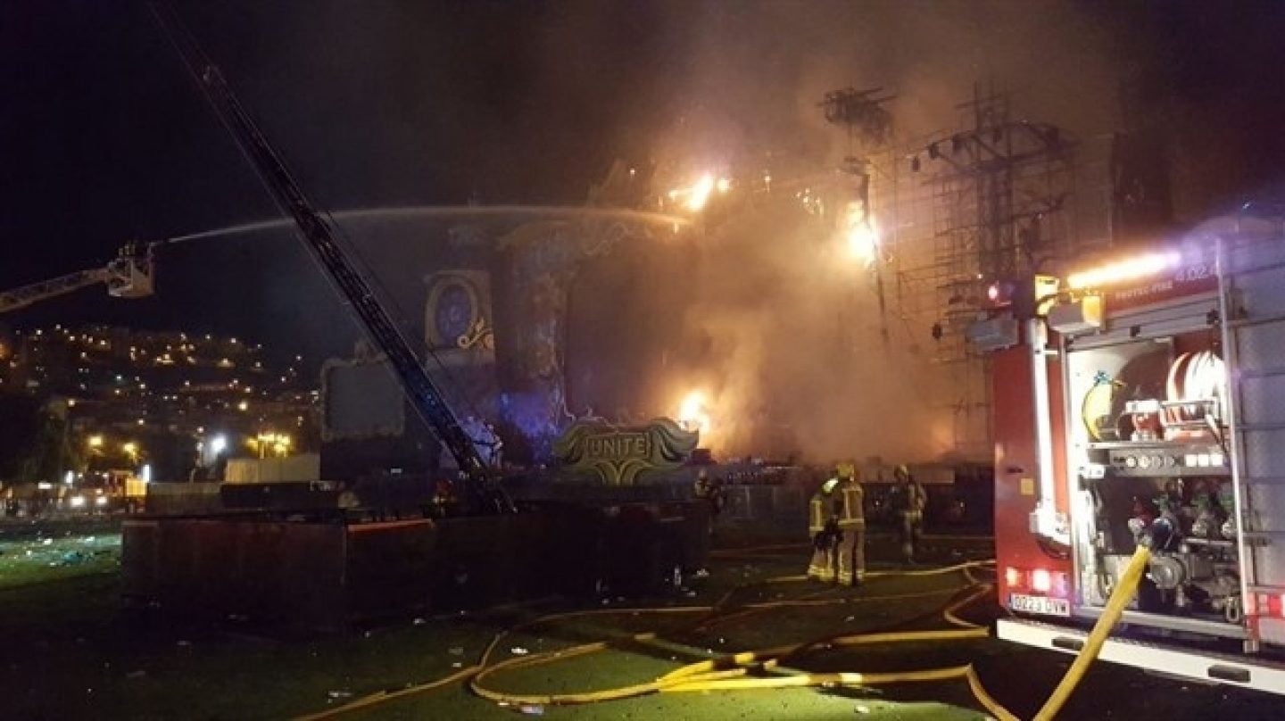Incendio obligó a desalojar Tomorrowland Barcelona. Cusica Plus.