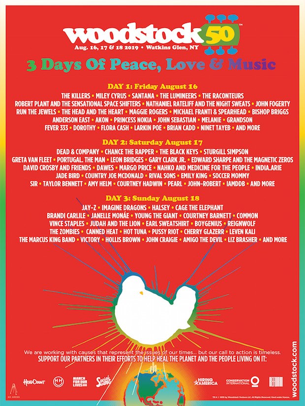 Lineup Woodstock 50. Cusica Plus.